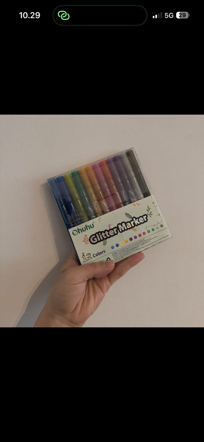 Customer photo review of Ohuhu Water-Based Glitter Metallic Marker Pens, 12 Shimmer Colors