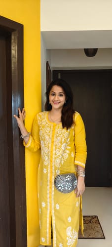 Customer photo review of Yellow & White Cotton Kurta
