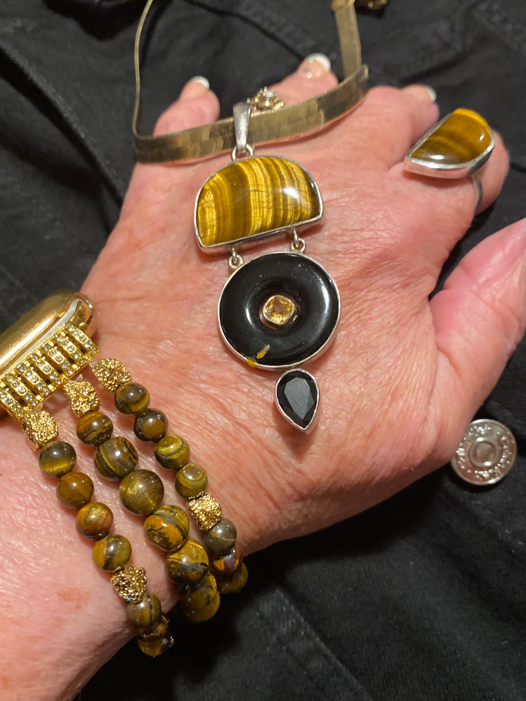 Customer photo review of Tiger Eye Gleam Stretch Apple Watch Strap