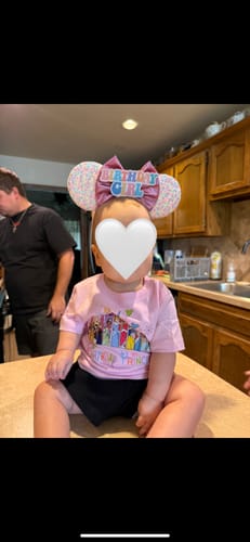 Customer photo review of Birthday Pink Confetti Elastic Mickey Ears