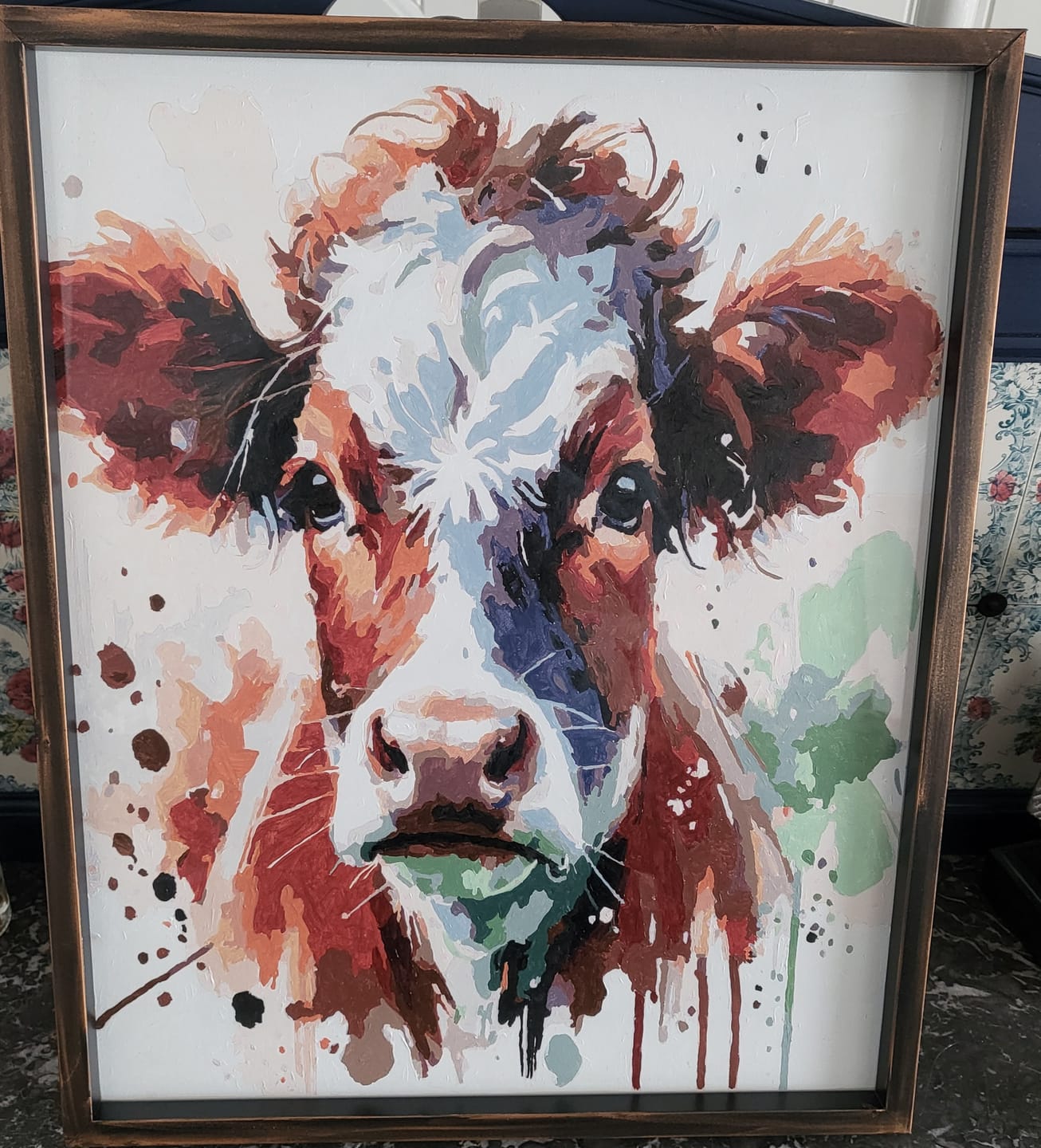 Customer photo review of Paint By Numbers - Portrait of a brown white cow