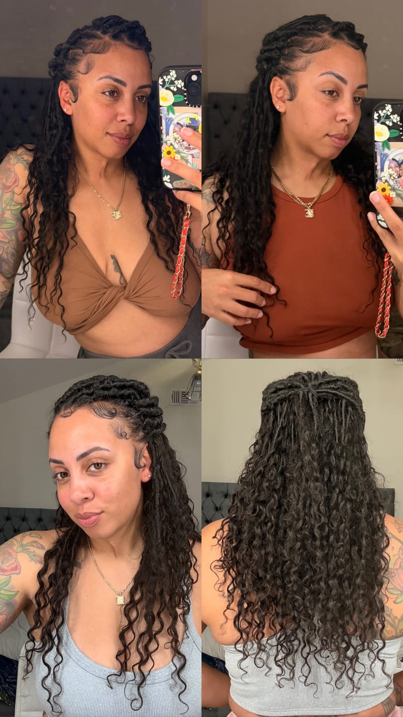 Customer photo review of Pre-looped Crochet Boho Locs with Human Hair Curls