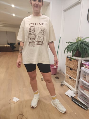 Customer photo review of I'M FINE Cooking Unisex Tee
