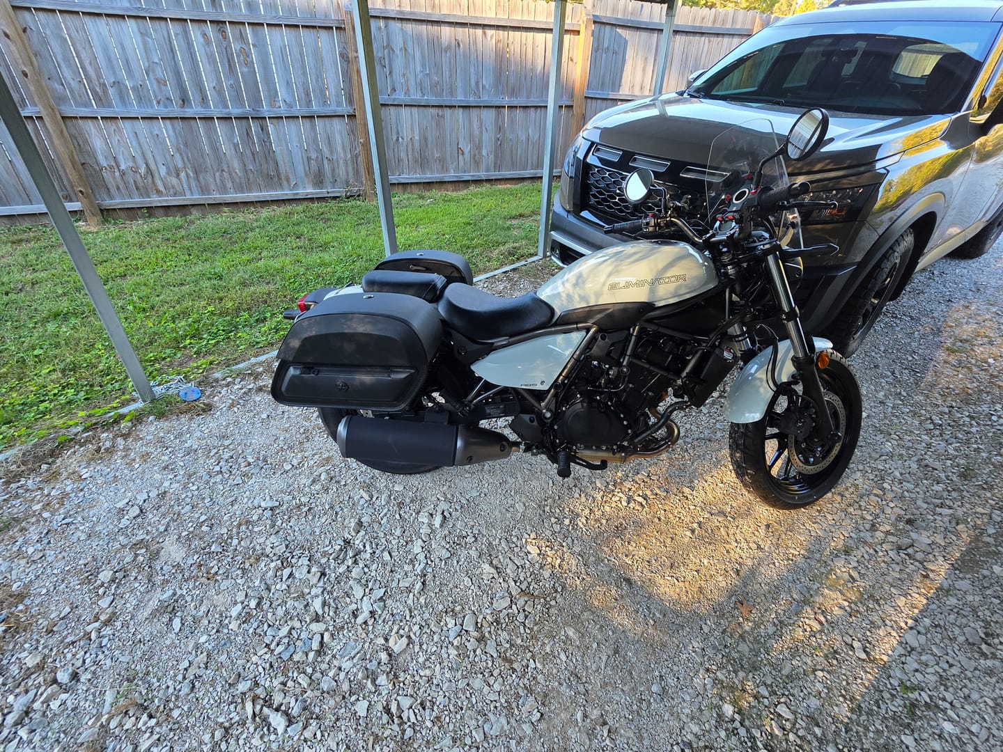 Customer photo review of 28L - Pantheon Medium Quick Mount Kawasaki Eliminator 450 Motorcycle Saddlebags
