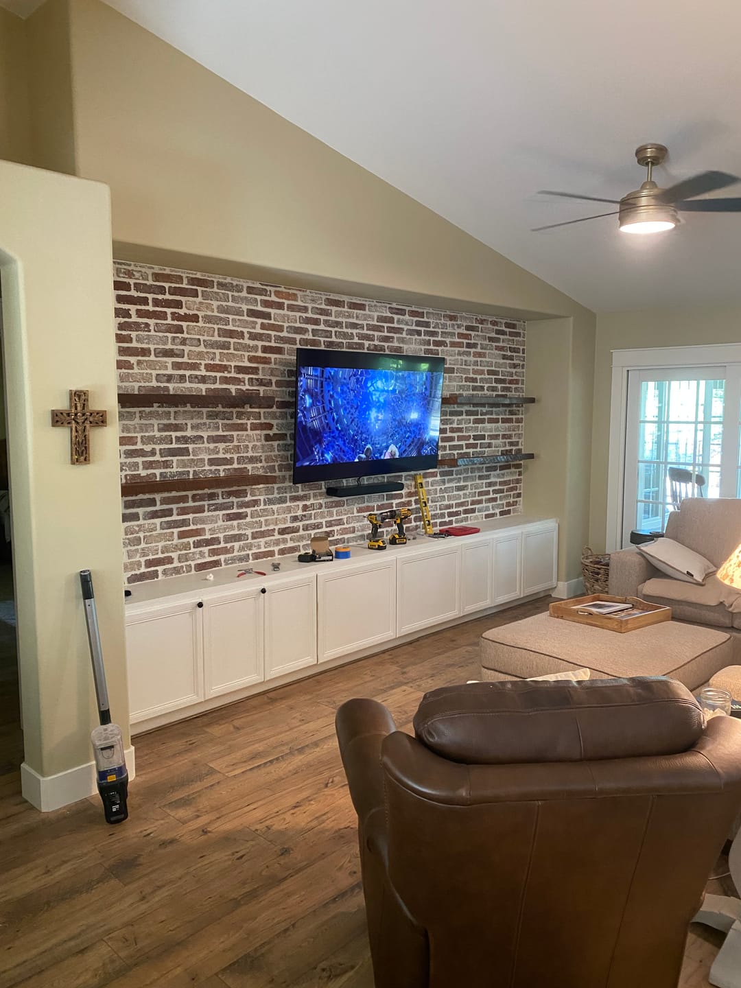 Customer photo review of RECLAIMED WOOD FLOATING SHELVES