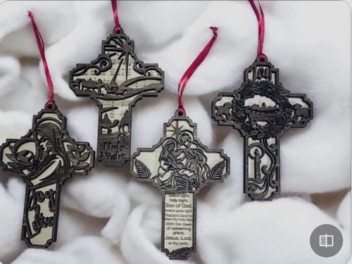 Customer photo review of Nativity cross ornament 4 set laser cut svg file