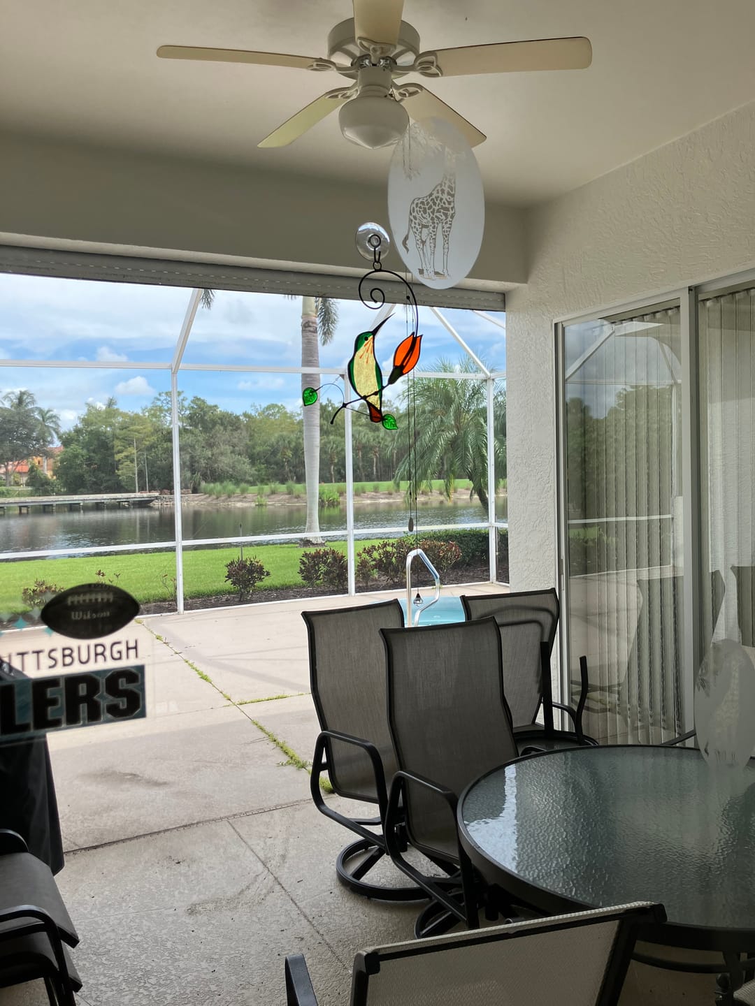 Customer photo review of Stained glass suncatcher bird - Hummingbird with Orange Flower
