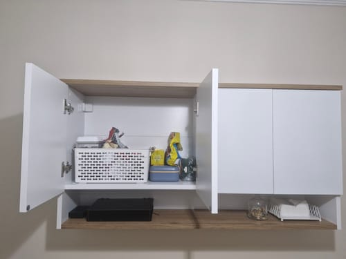 Customer photo review of Rani JE198 Kahve Köşesi Çok Amaçlı Dolap Üst Modül Mutfak Rafı Beyaz - Sepet Ceviz
