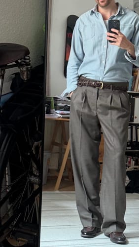 Customer photo review of Hollywood Waisted Wool Blend Trousers - Brown