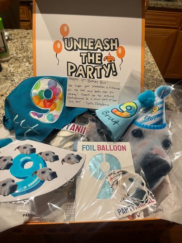 Customer photo review of Personalized Dog Party Pack