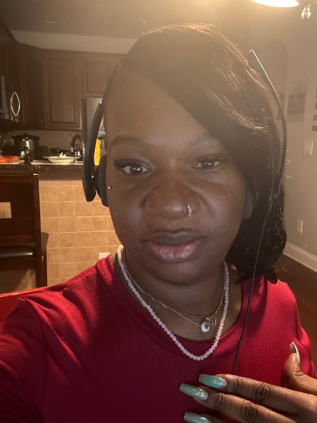 Customer photo review of Rose Quartz Beaded Necklace Mini