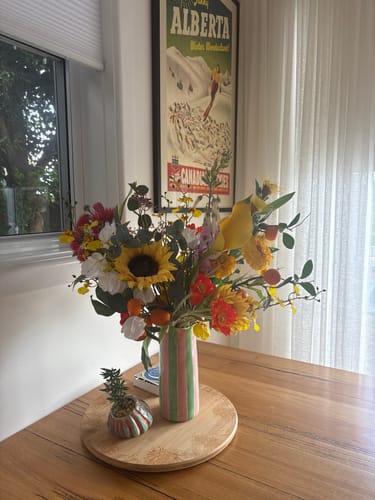 Customer photo review of Medium Pink & Green stripe Vase