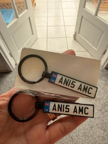Customer photo review of Personalised Metal Number Plate Keyring