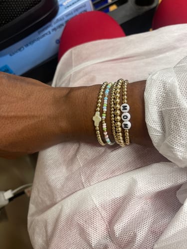 Customer photo review of pearl cross juno bracelet triple stack (3+4+5mm)