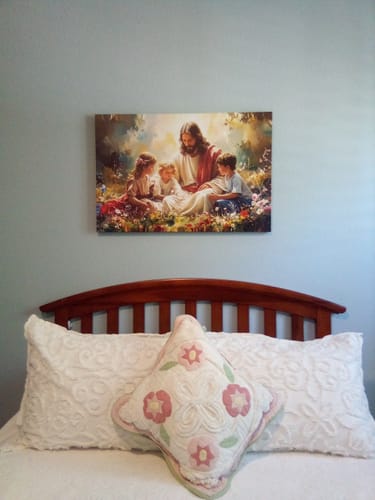 Customer photo review of Jesus With Children Faith Wall Art II