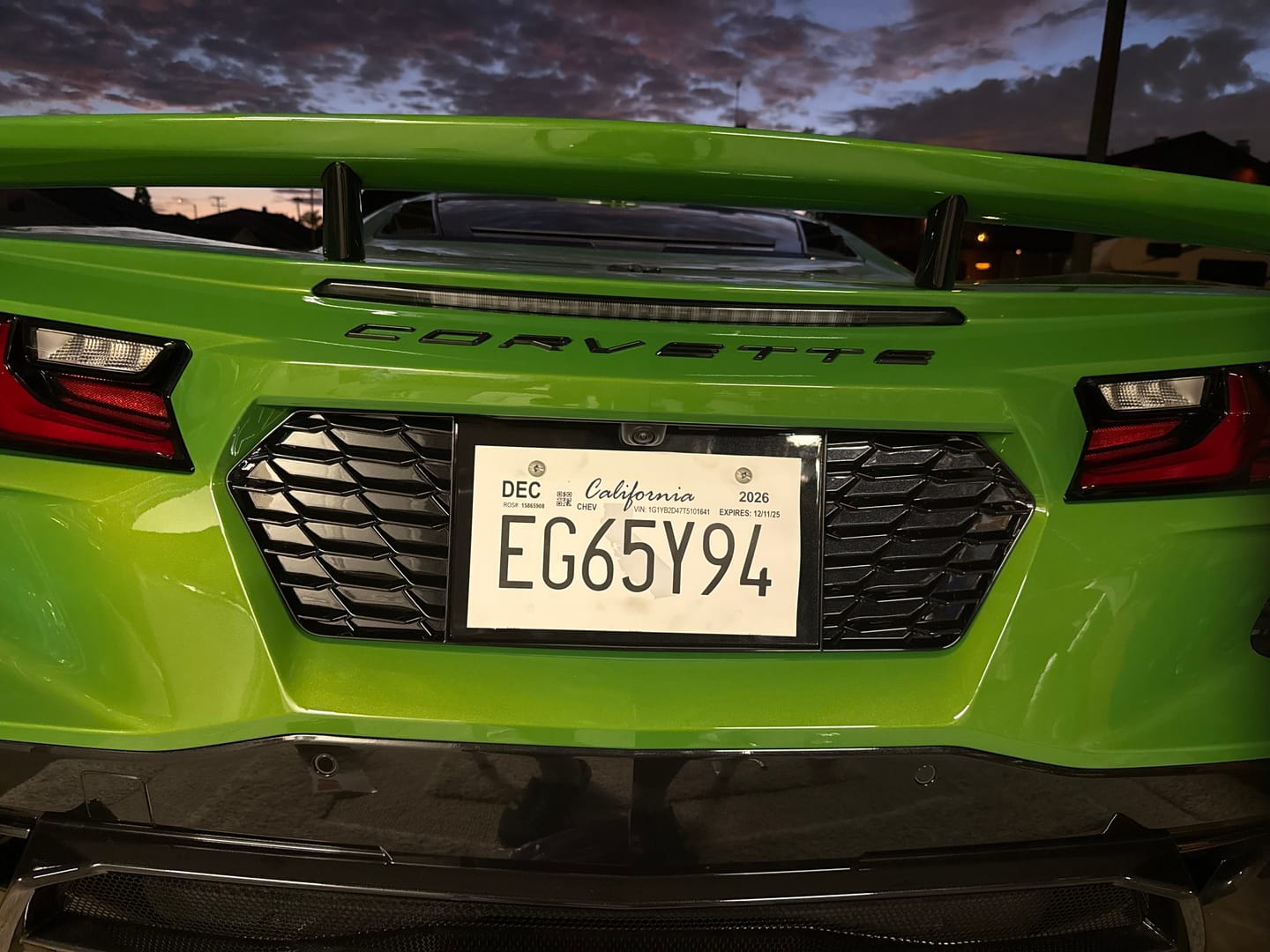 Customer photo review of Chevrolet Corvette C8 License Plate Backing