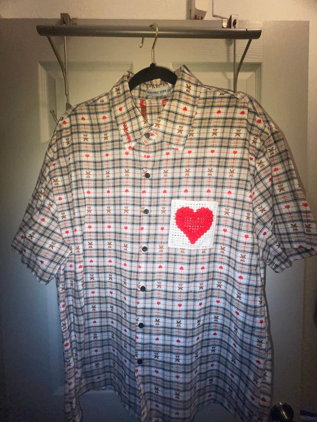 Customer photo review of Aelfric Eden Crochet Heart Pocket Plaid Shirt