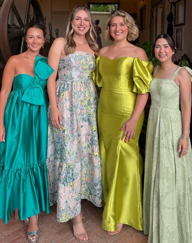 Customer photo review of Manon Trumpet Gown in Chartreuse by Mac Duggal - RENTAL