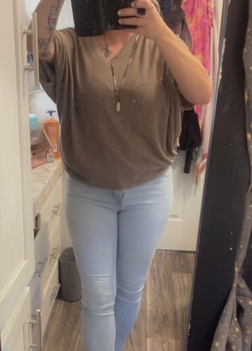 Customer photo review of Jolie Slouchy Dolman Tee (Mushroom)