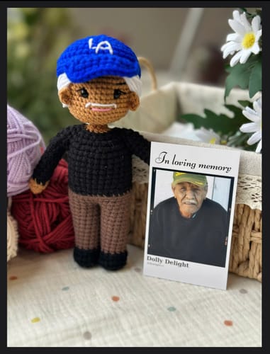 Customer photo review of Dolly® Personalized Crochet Doll with Photo Card