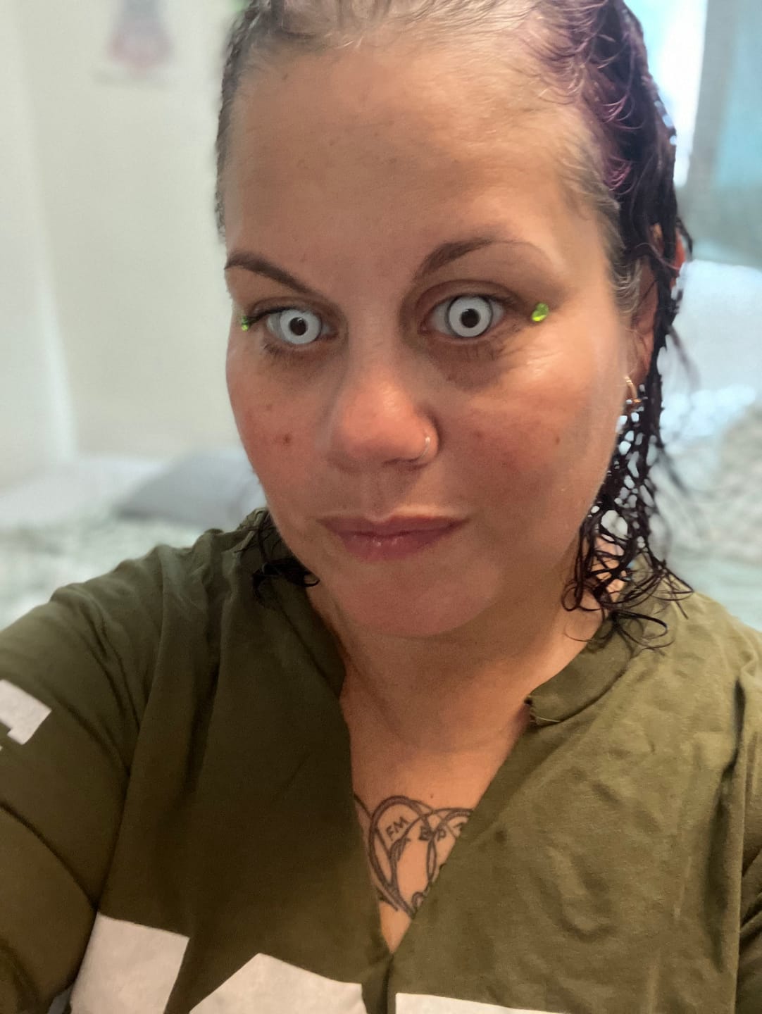 Customer photo review of Halloween Cosplay White Manson Prescription Colored Contact Lenses