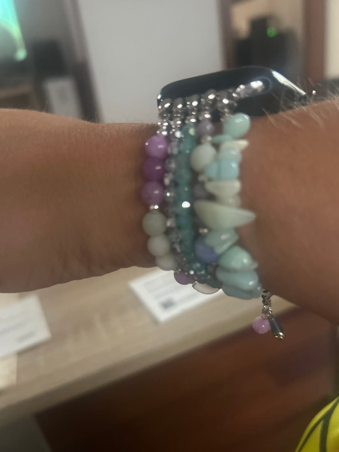 Customer photo review of Seaside Dreams Stretch Apple Watch Strap