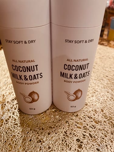 Customer photo review of Talc-Free Coconut Milk & Oats Body Powder
