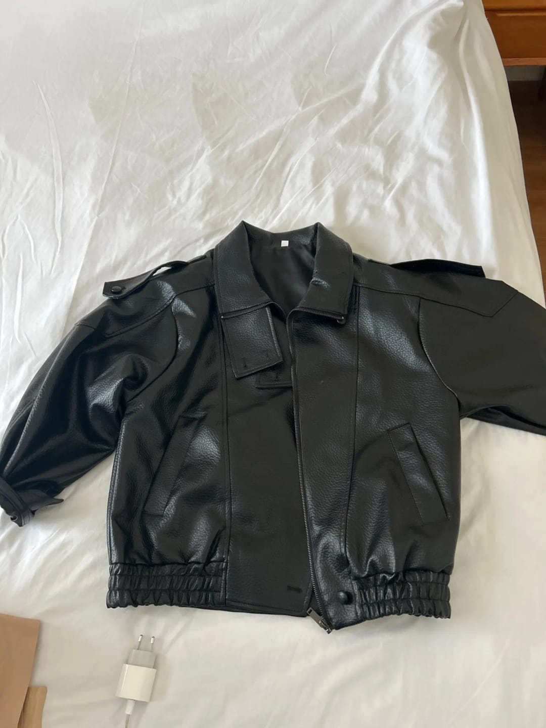 Customer photo review of Cecil Asymmetrical Leather Jacket