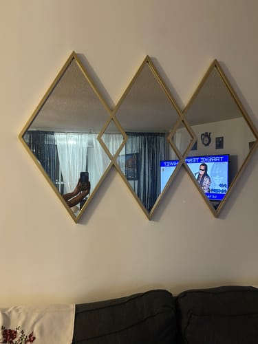 Customer photo review of Gold 3 Diamond Metal Mirror 47" x 31"
