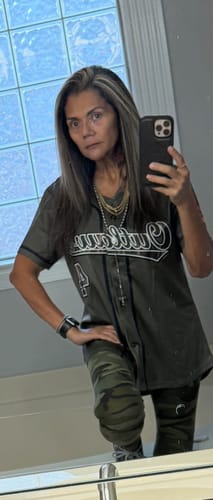Customer photo review of Custom Olive Personalized Camo Font Authentic Baseball Jersey