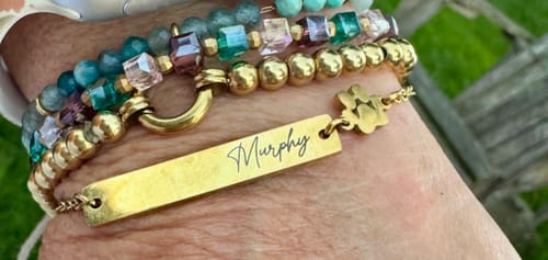 Customer photo review of Engraved Name Paw Print Bracelet, Personalized Pet Memorial Bracelet