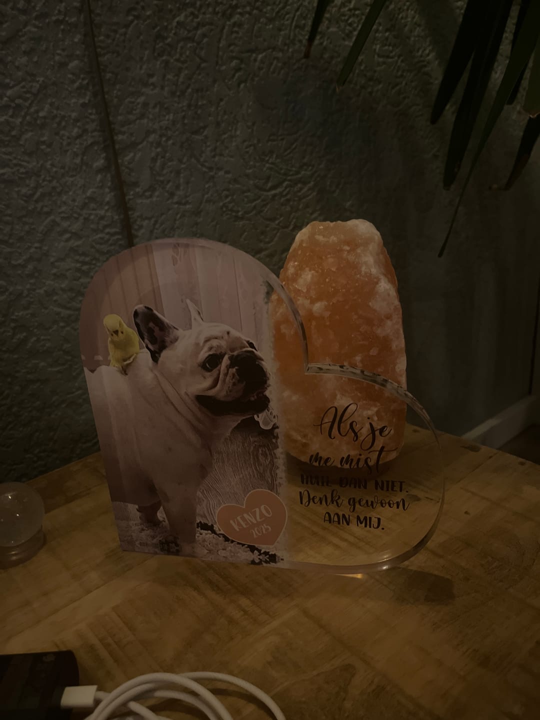 Customer photo review of Als je me mist - Gepersonaliseerd glazen hart