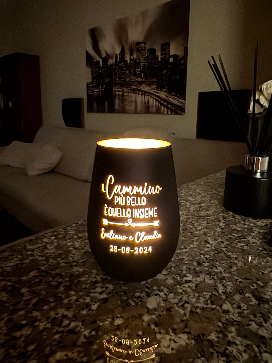 Customer photo review of Cammino Insieme – Lanterna personalizzata per coppie