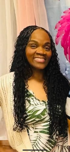 Customer photo review of Double Drawn Burmese Spanish Curl Human Braiding Hair