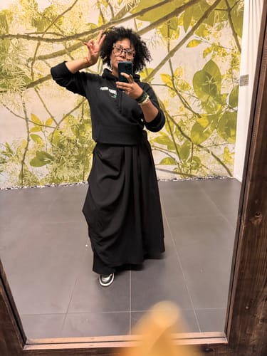 Customer photo review of Black Drape Pants