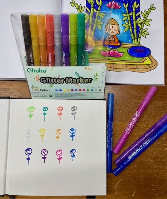 Customer photo review of Ohuhu Water-Based Glitter Metallic Marker Pens, 12 Shimmer Colors