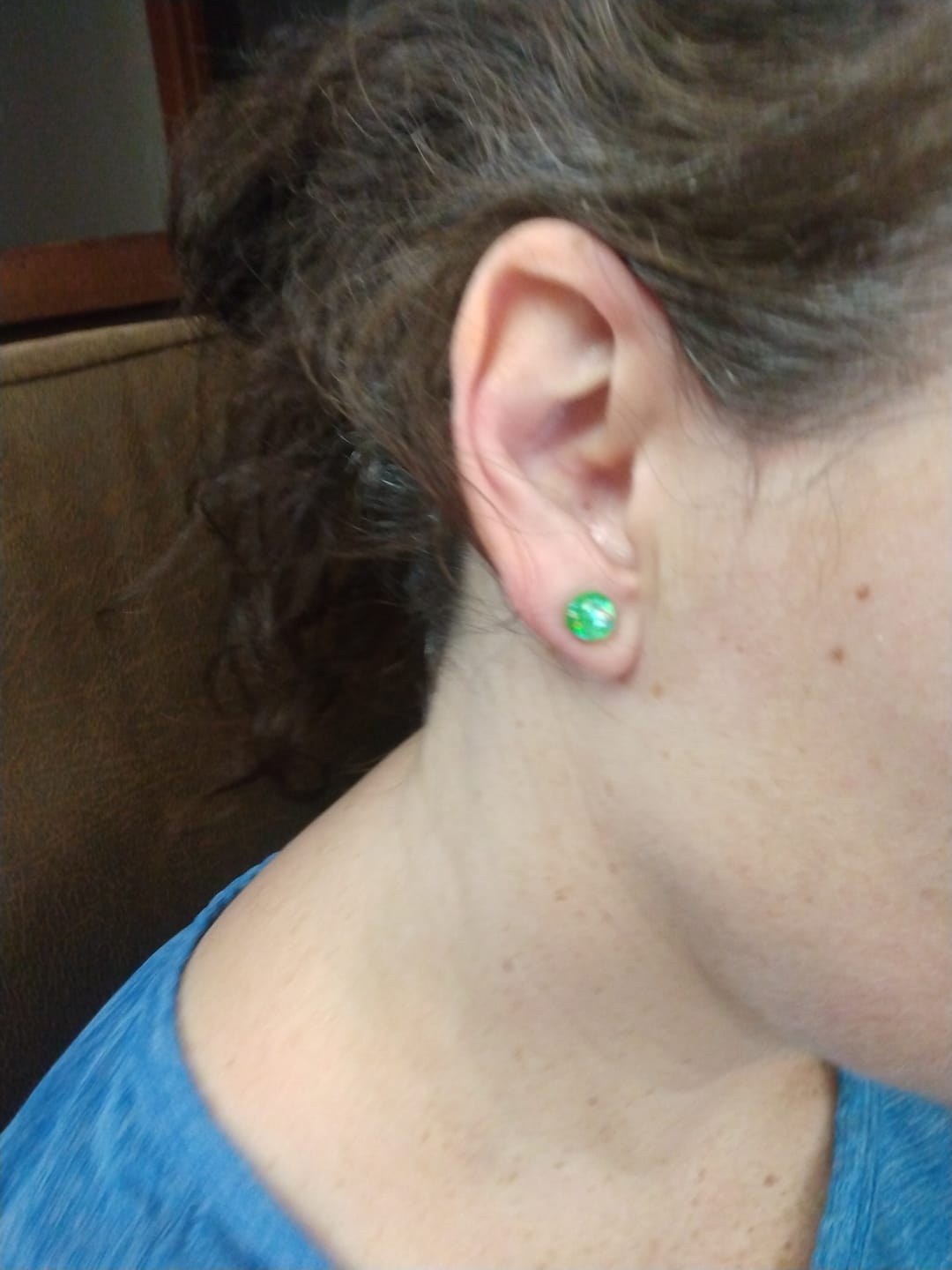 Customer photo review of Gold Fleck Button 8mm Studs Hypoallergenic Earrings for Sensitive Ears Made with Plastic Posts
