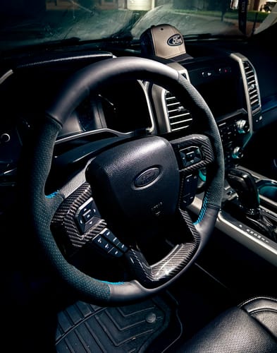Customer photo review of F150 2015-2020 Steering Wheel Trim Hard Carbon Fiber Cover