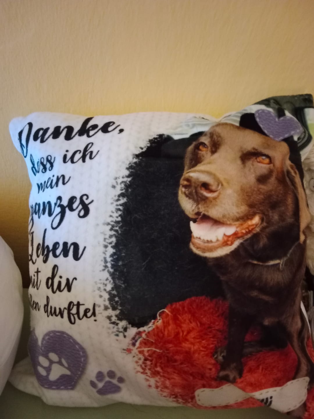 Customer photo review of Kuschel mich, wenn du mich vermisst - Individuelles Kissen