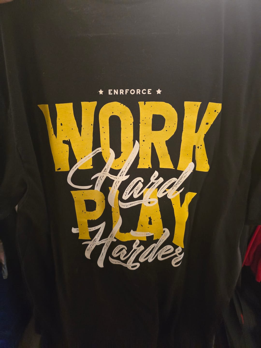 Customer photo review of Work Hard Play Harder Tee