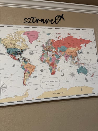 Customer photo review of Pinnable World Journey Map • Multi-Colored