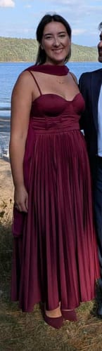 Customer photo review of Milan Dress in Wine by Elle Zeitoune - RENTAL