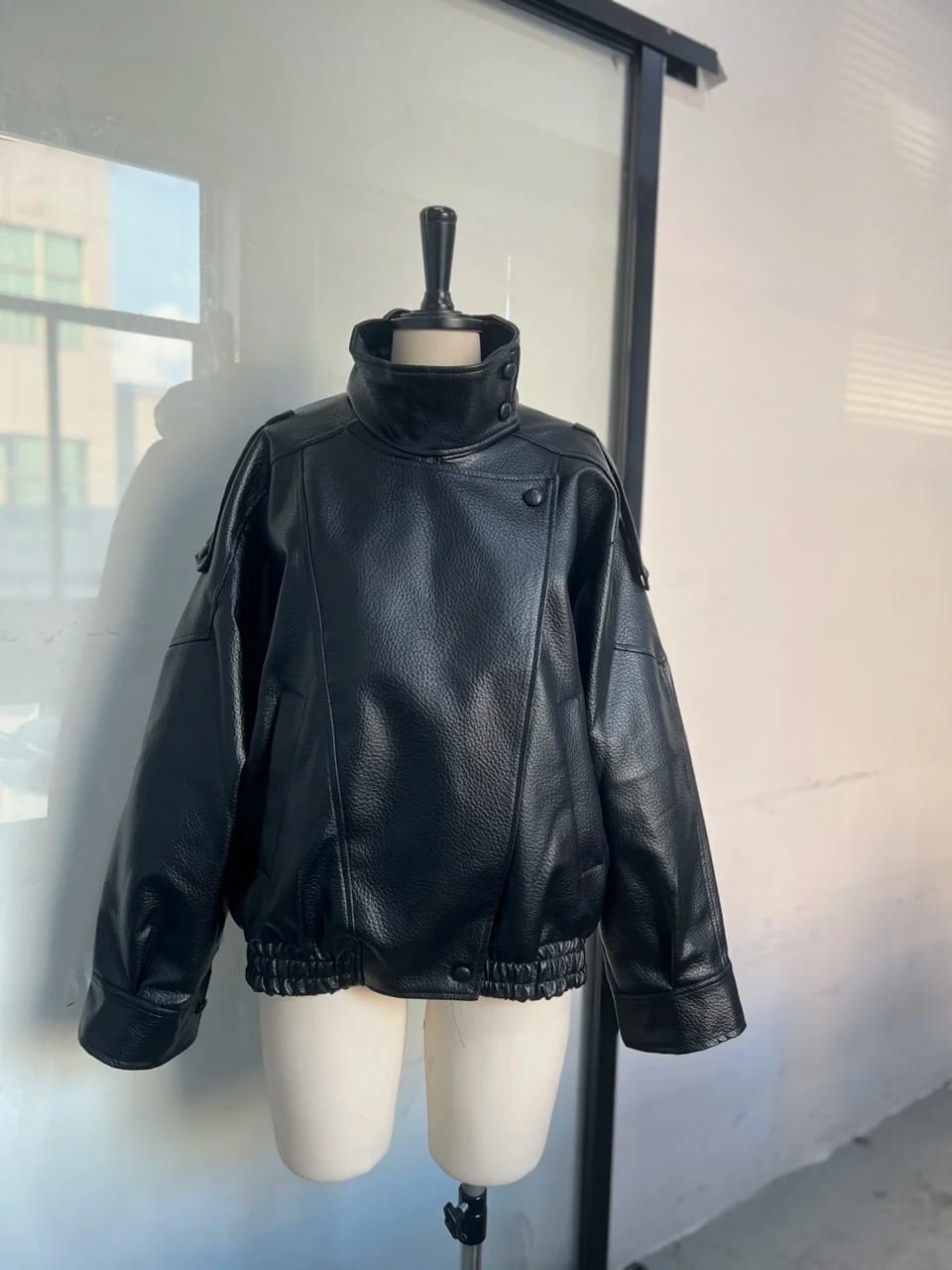 Customer photo review of Cecil Asymmetrical Leather Jacket