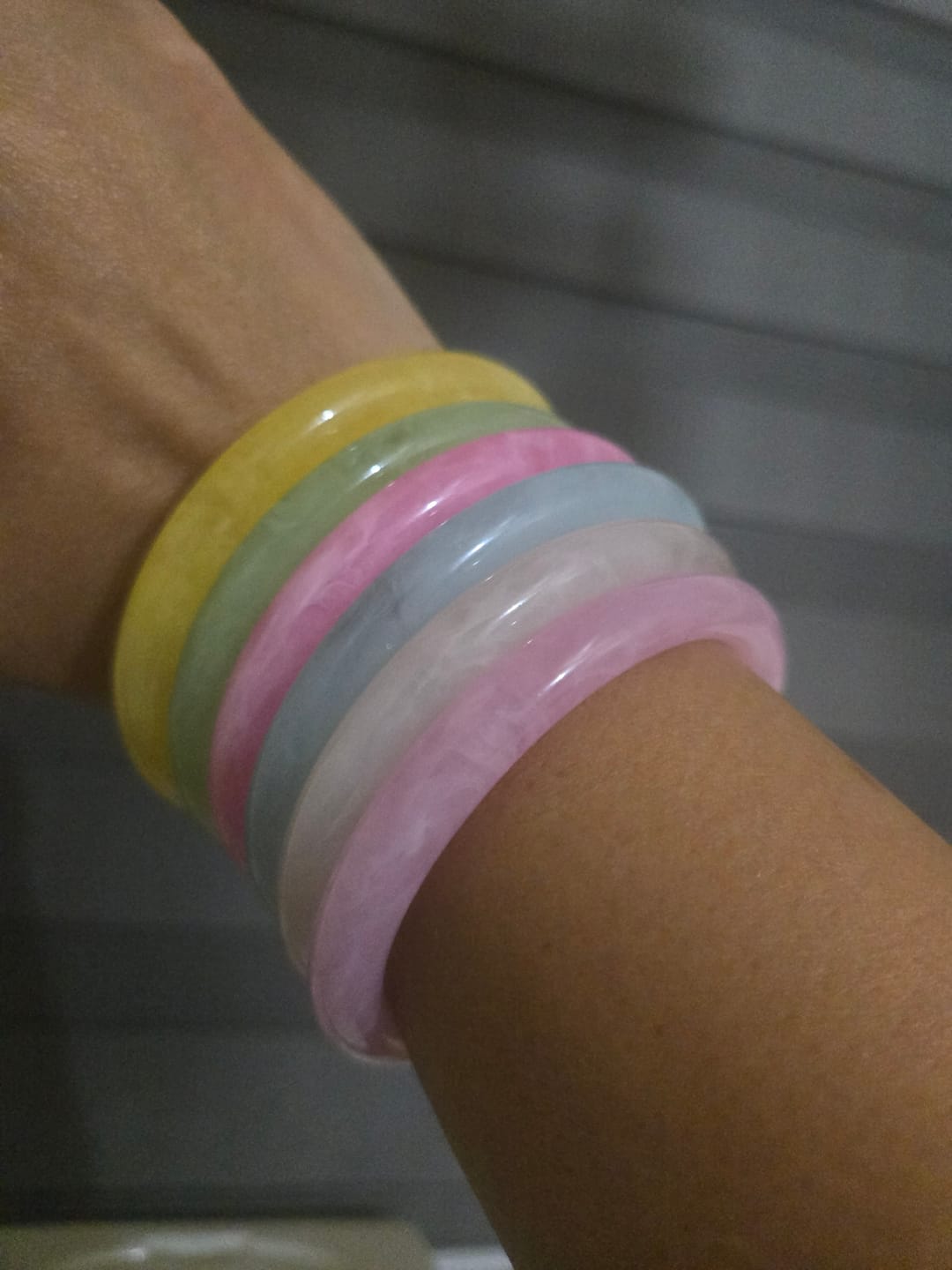 Customer photo review of Tropical Bangles (set of 6)