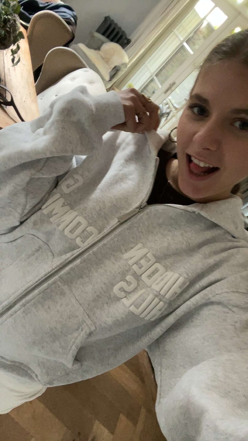 Customer photo review of GATED COMMUNITY ZIP HOODIE LIGHT GREY
