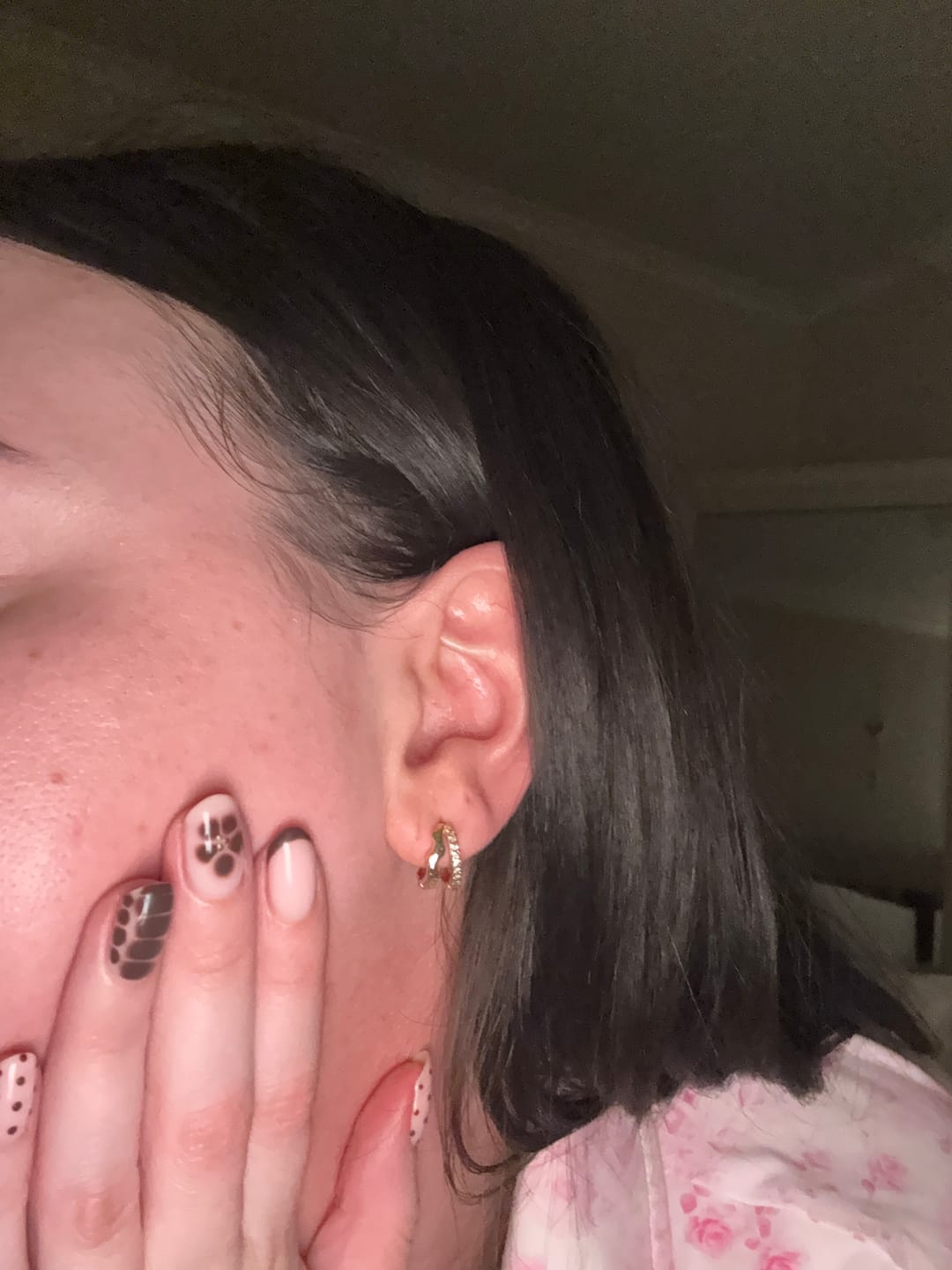 Customer photo review of Double Molten Sapphire Huggie Earrings