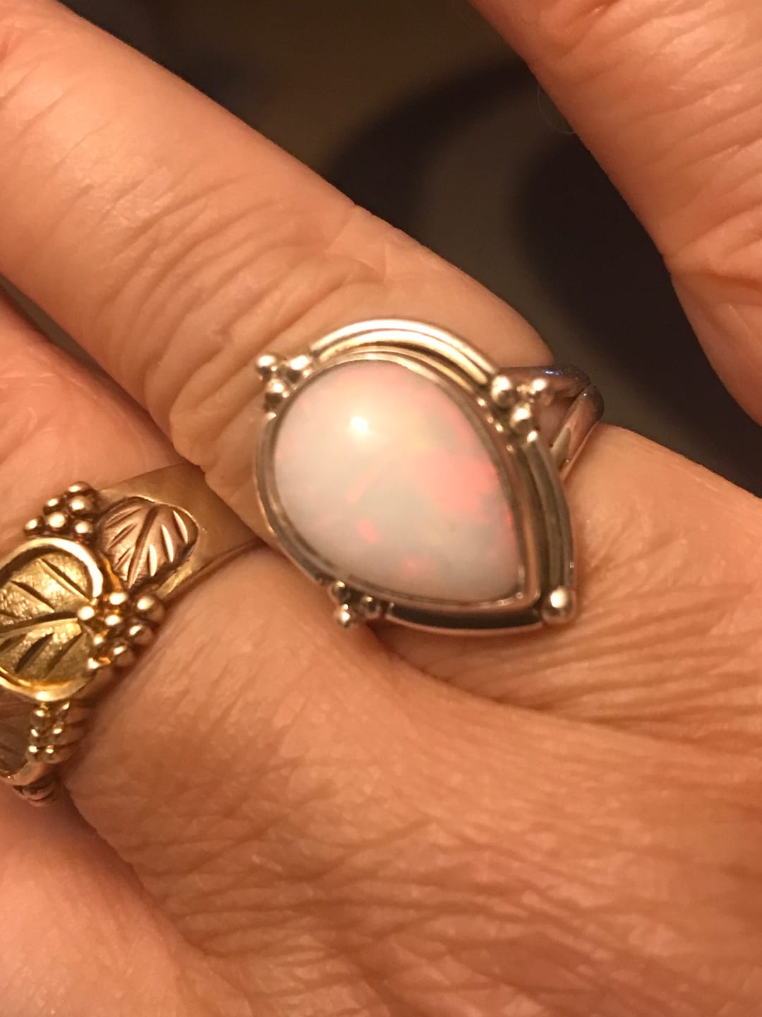 Customer photo review of Opal Teardrop Ring Sterling Silver