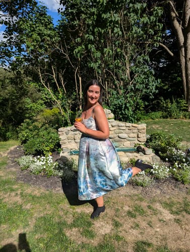 Customer photo review of Watercolour Midi Dress by ML Monique Lhuillier - RENTAL