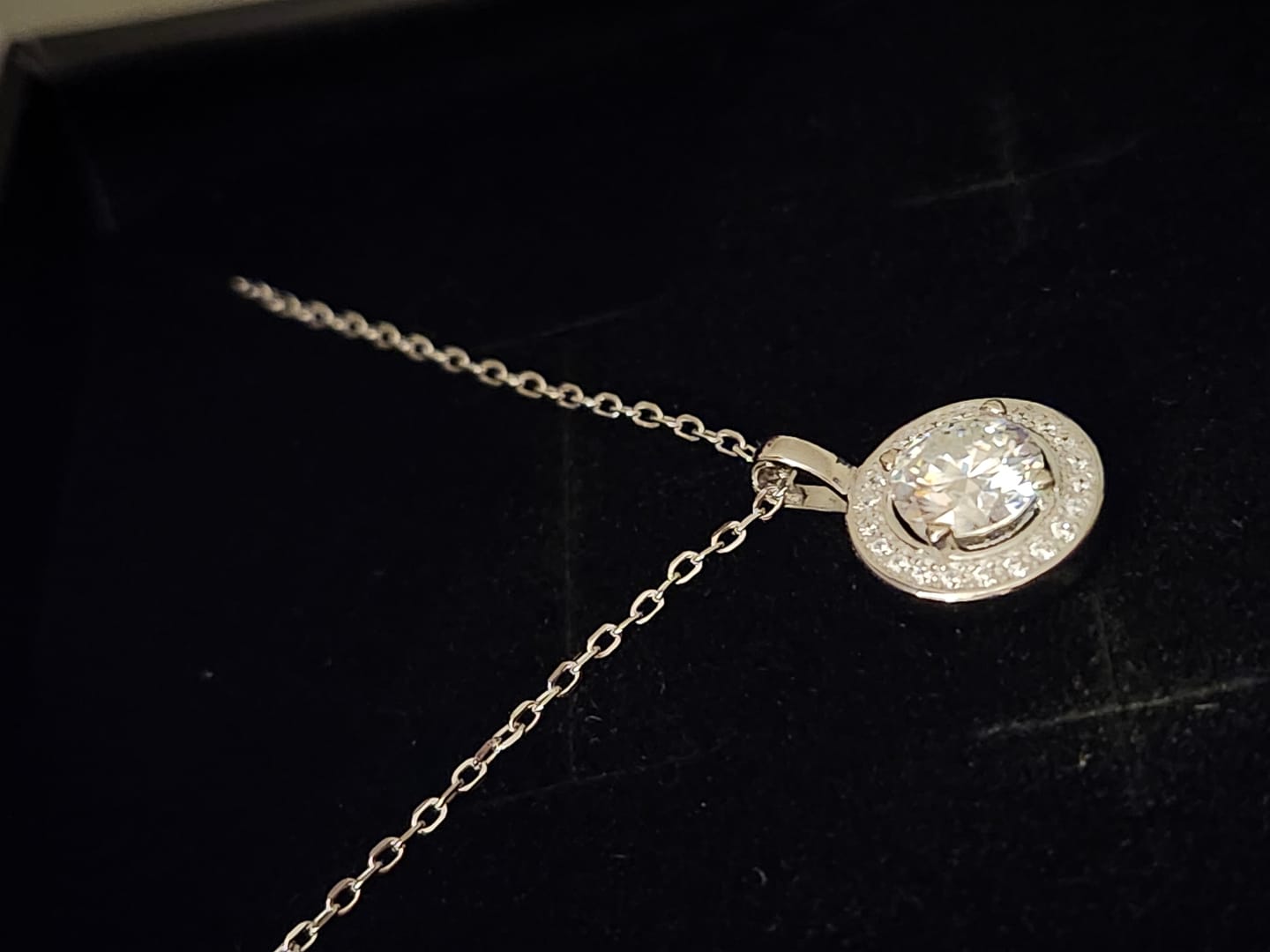 Customer photo review of Moissanite by Cate & Chloe Jordan 18k Gold Plated 925 Sterling Silver Necklace 0.95tcw
