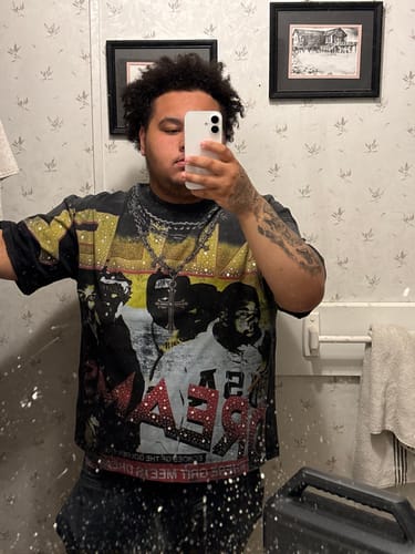 Customer photo review of Vale Forever Golden Chambers Bling Tee Black